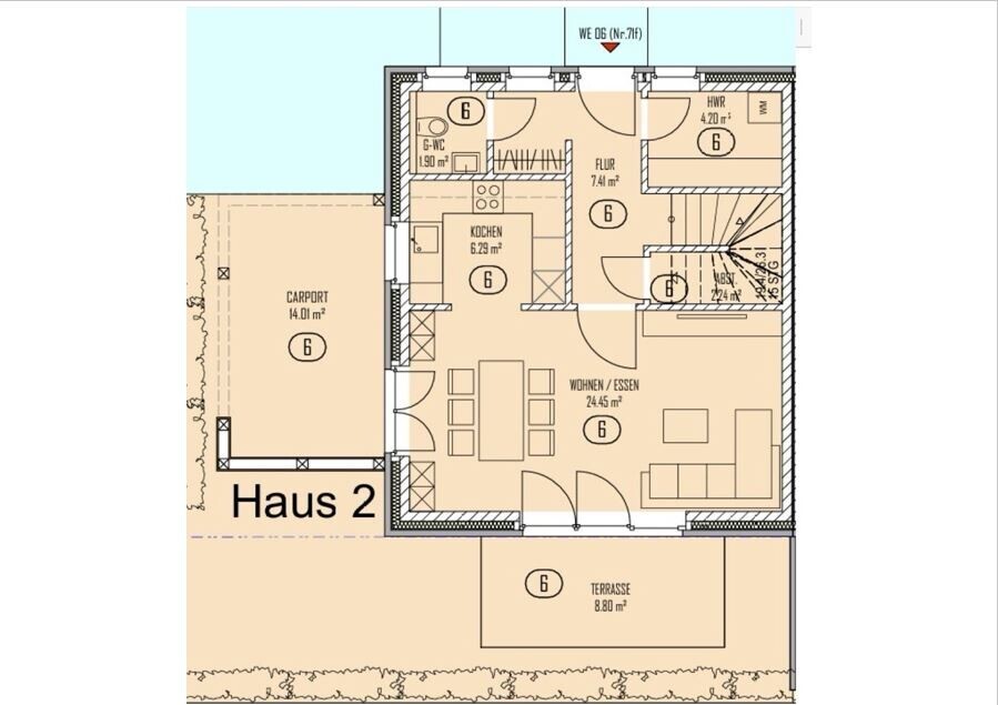Grundriss EG mit Carport
