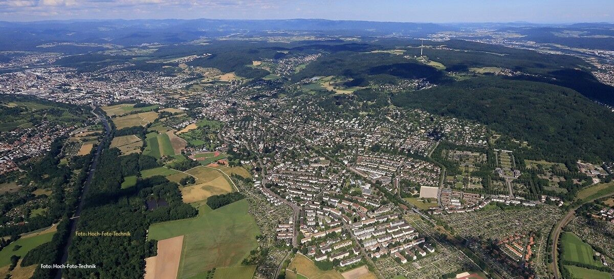Riehen - Luftaufnahme von Westen - Niederholz