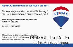 REMAX Ihr Makler in der Metropolregion Schwabach