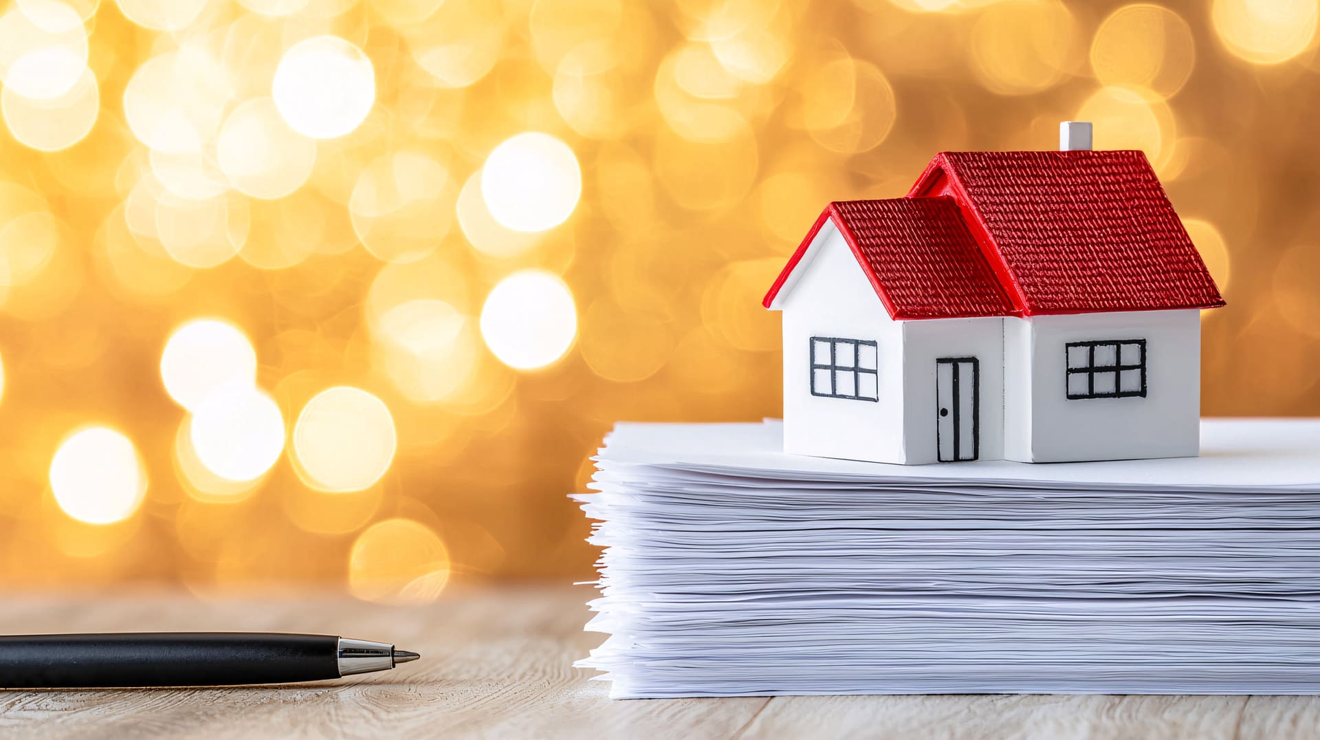 Modellhaus auf Dokumenten