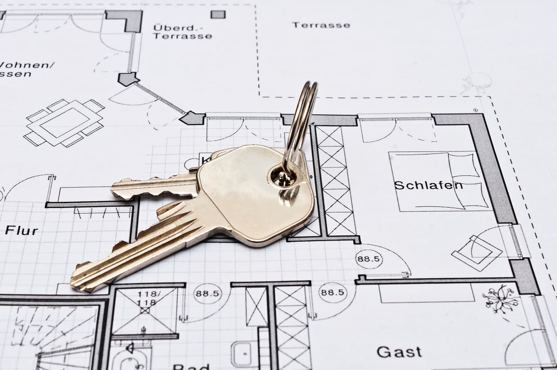 Schlüssel auf Grundriss