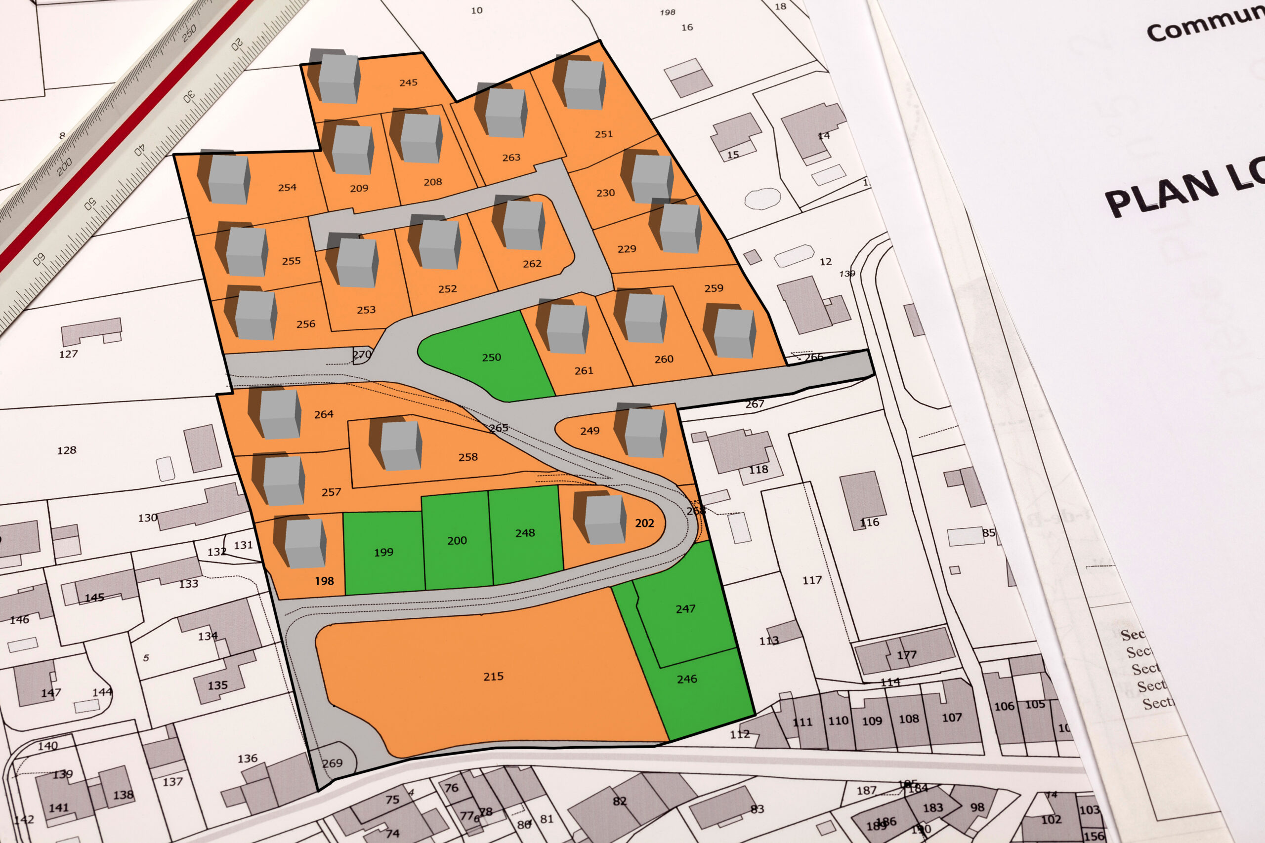 Bebauungsplan eines Wohngebietes