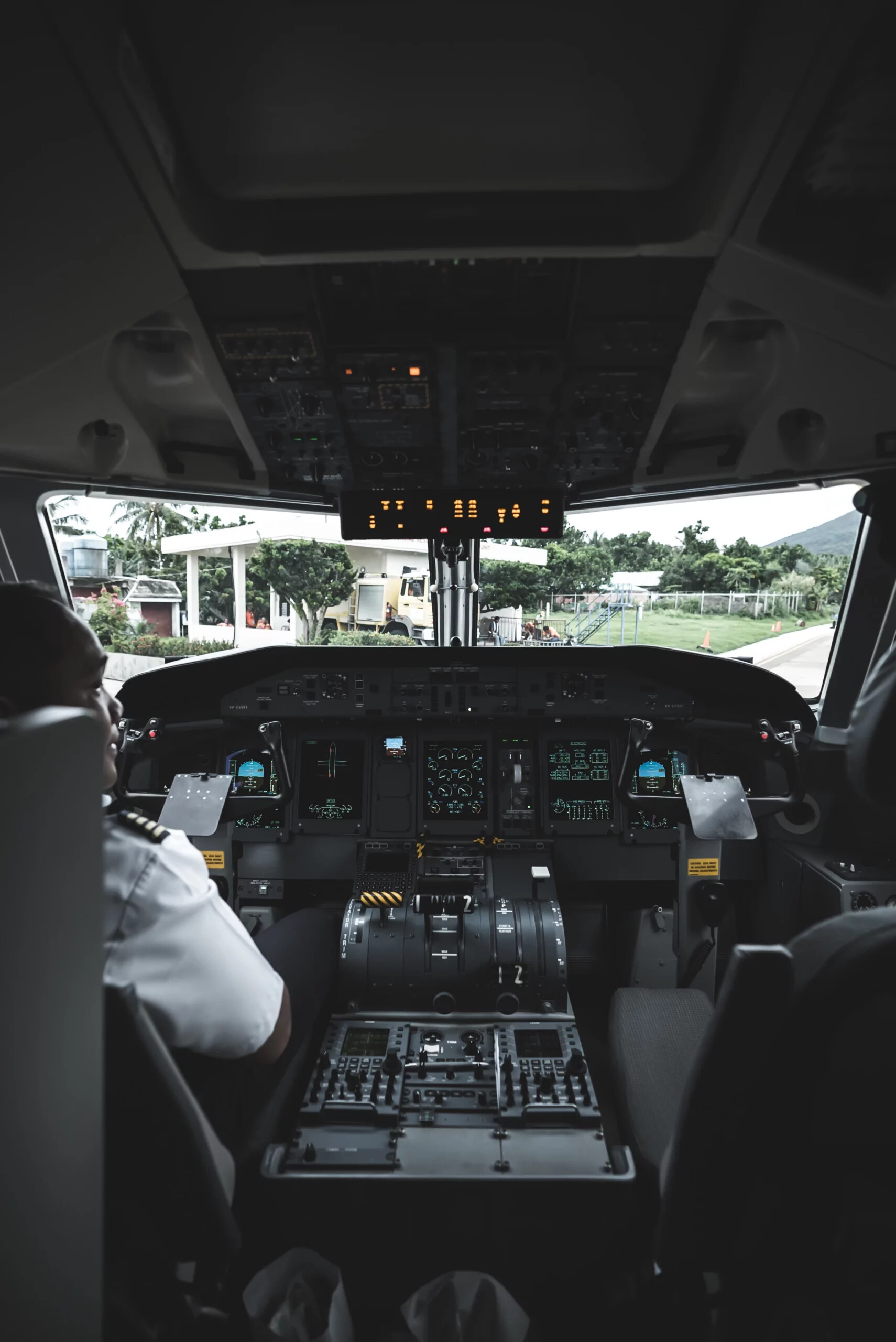 Aufnahme eines Flugzeug-Cockpits