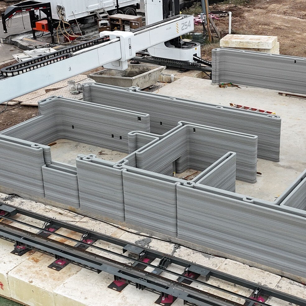 Grundriss einer Immobilie, die wird von 3D-Drucker gedruckt wird