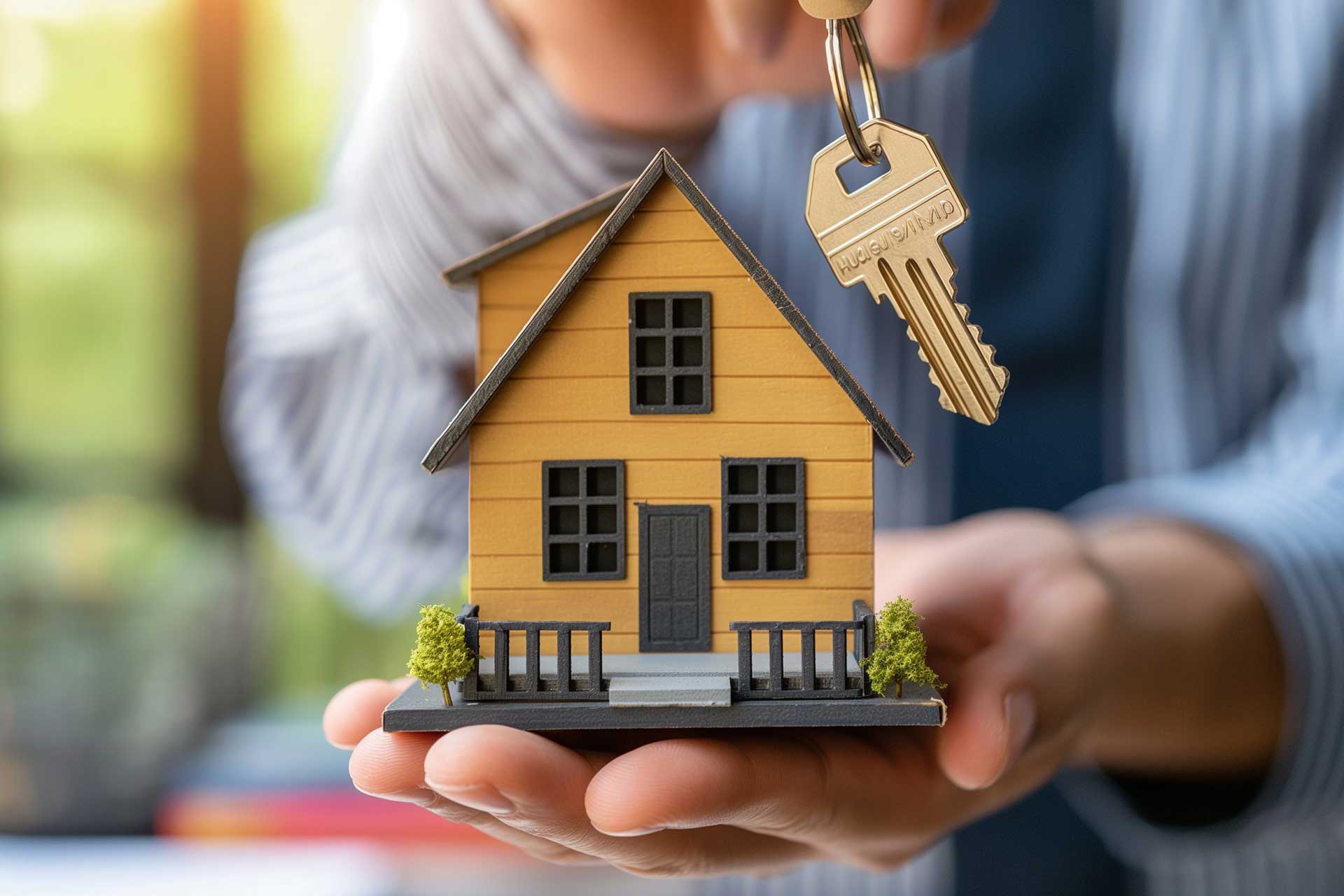 Modellhaus und Schlüsselübergabe werden beim Eigentumsübergang präsentiert