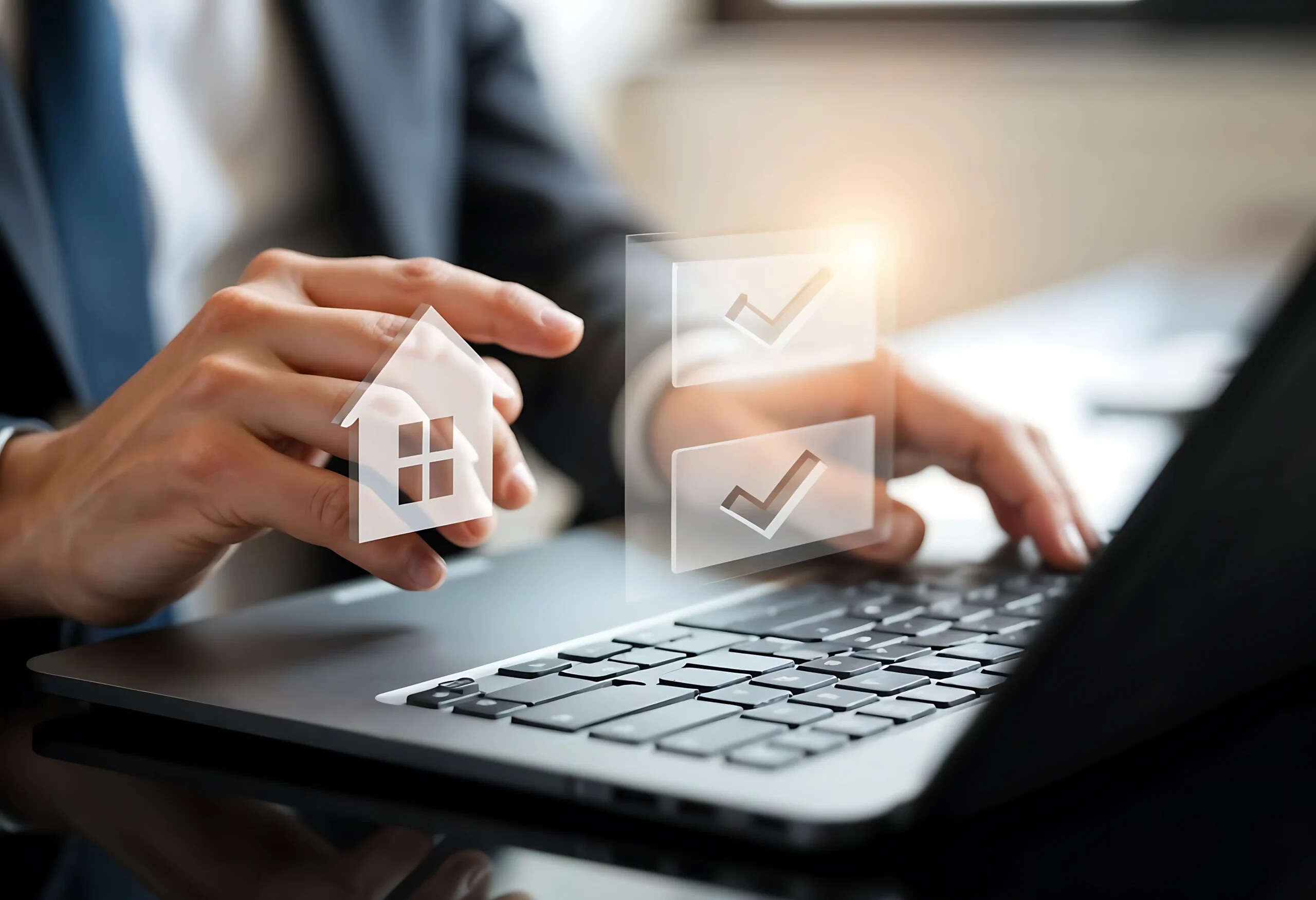 Laptop mit digitalen Icons