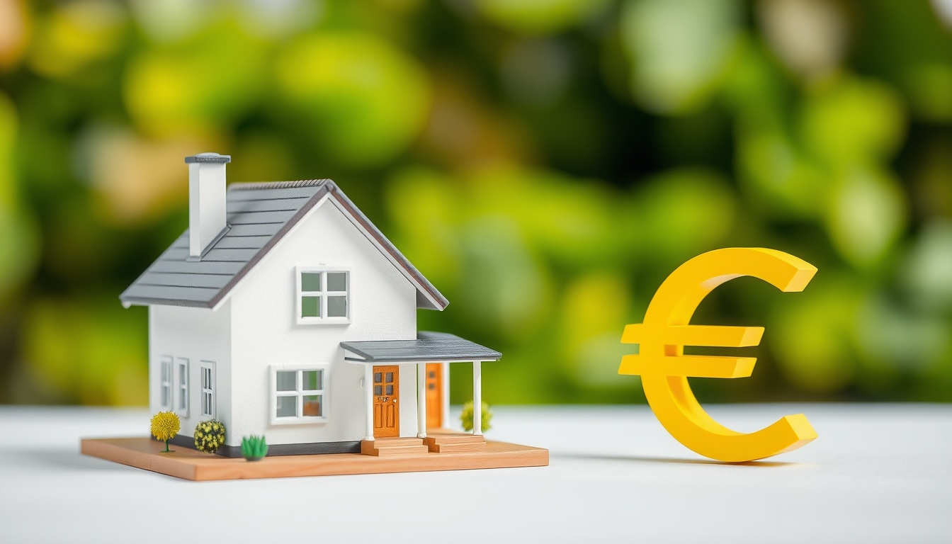 Modellhaus neben Eurozeichen