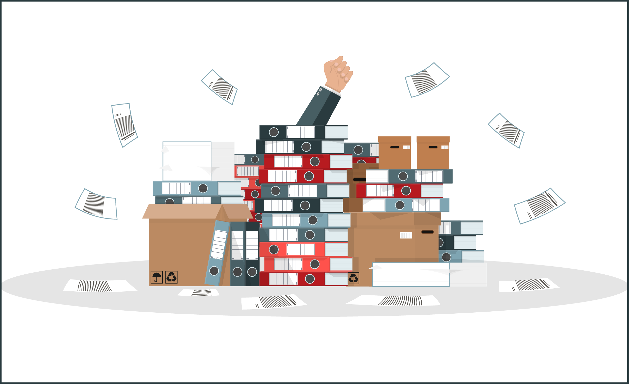 Person versinkt in Ordnern und Dokumenten: Fit im Grundbuch