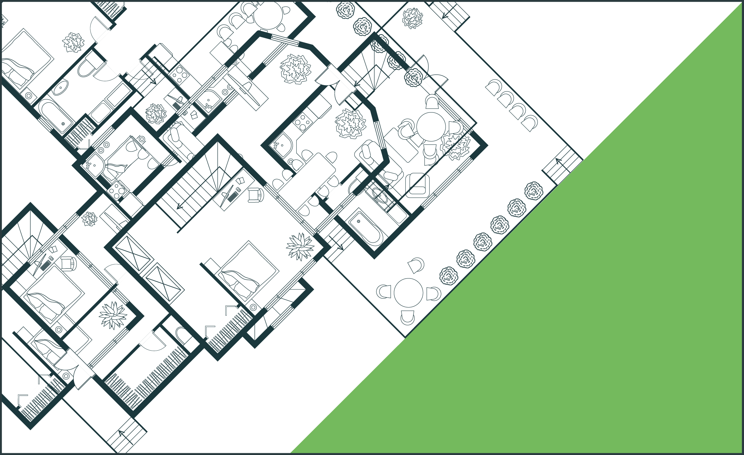 Grafische Darstellung einer möglichen Grundstücksbebauung