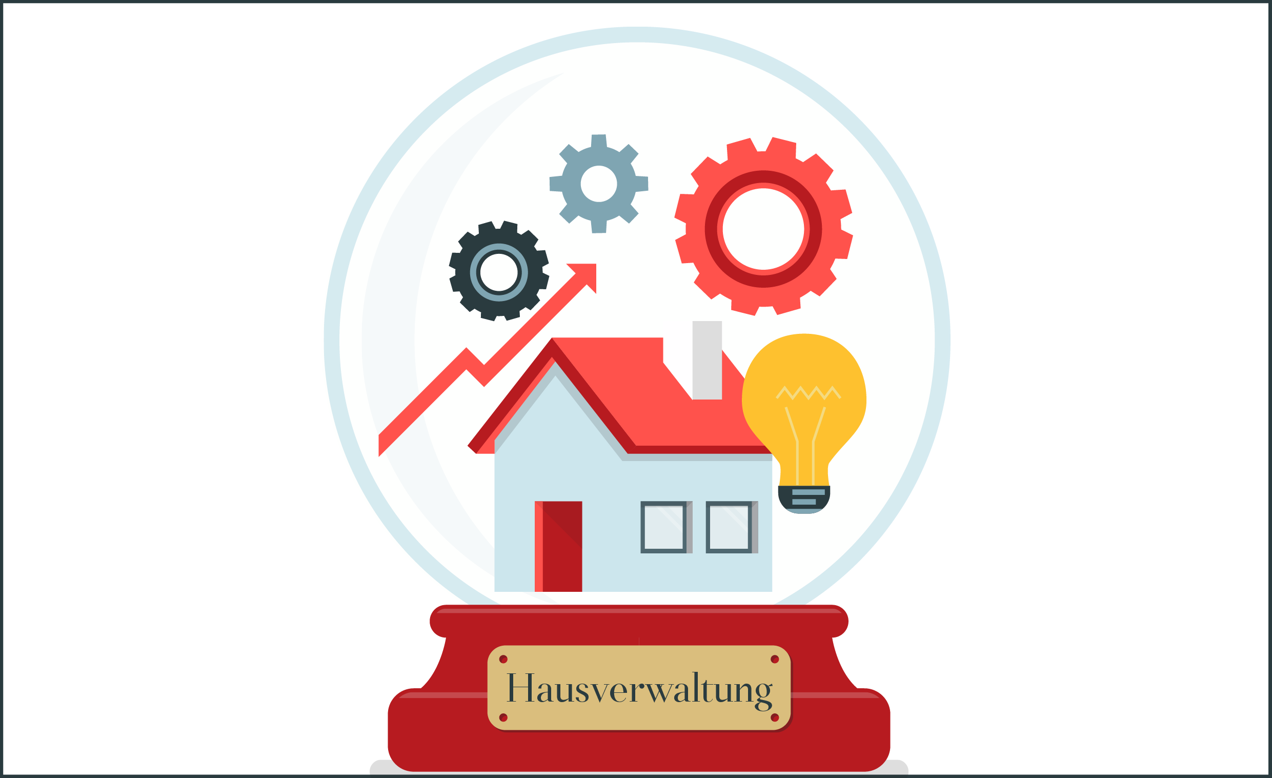 Glaskugel mit verschiedenen Elementen der Hausverwaltung: Das 1x1 in der Hausverwaltung