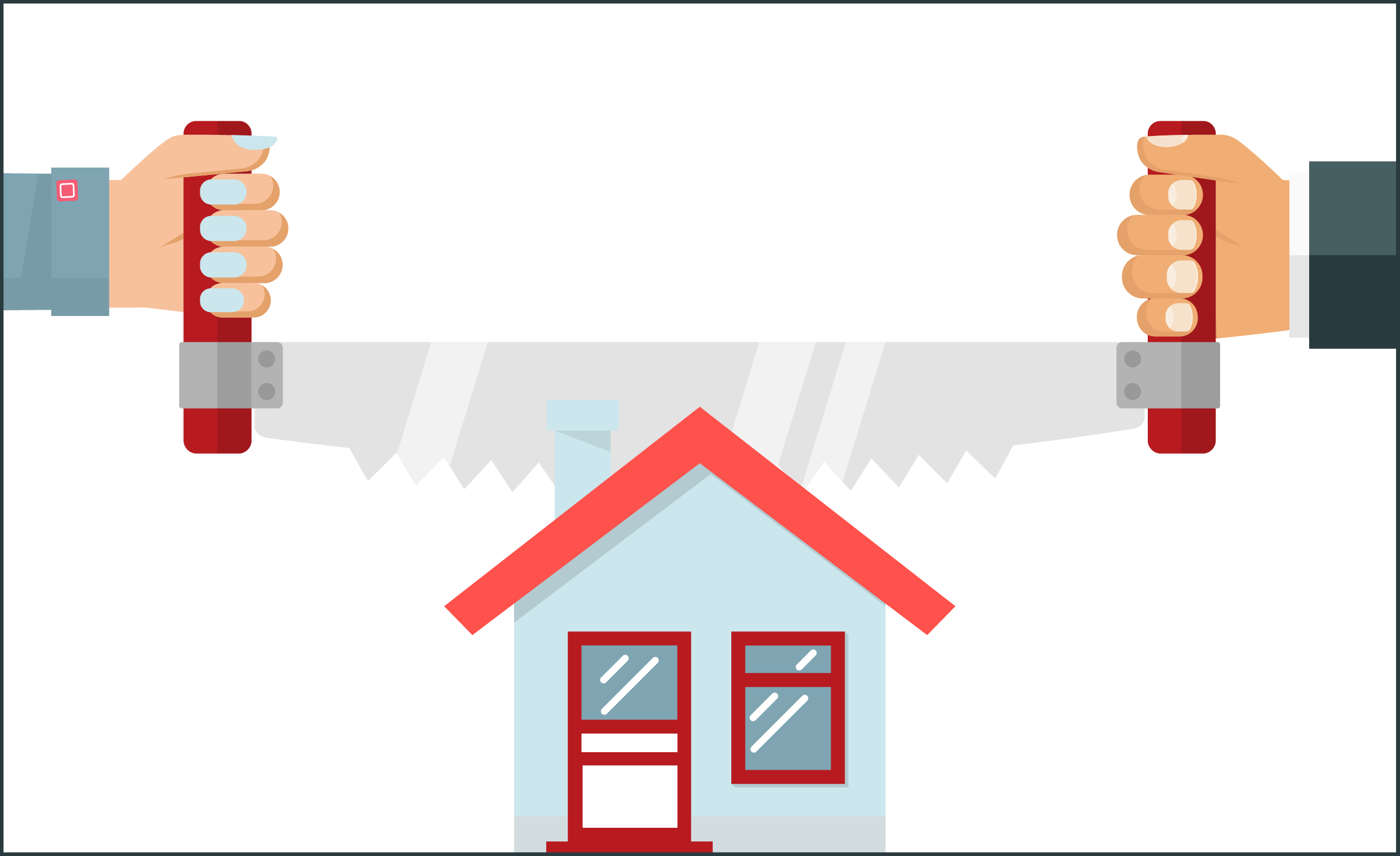 Ein Haus wird von zwei Person zersägt: Was tun mit der Immobilie in der Scheidung?