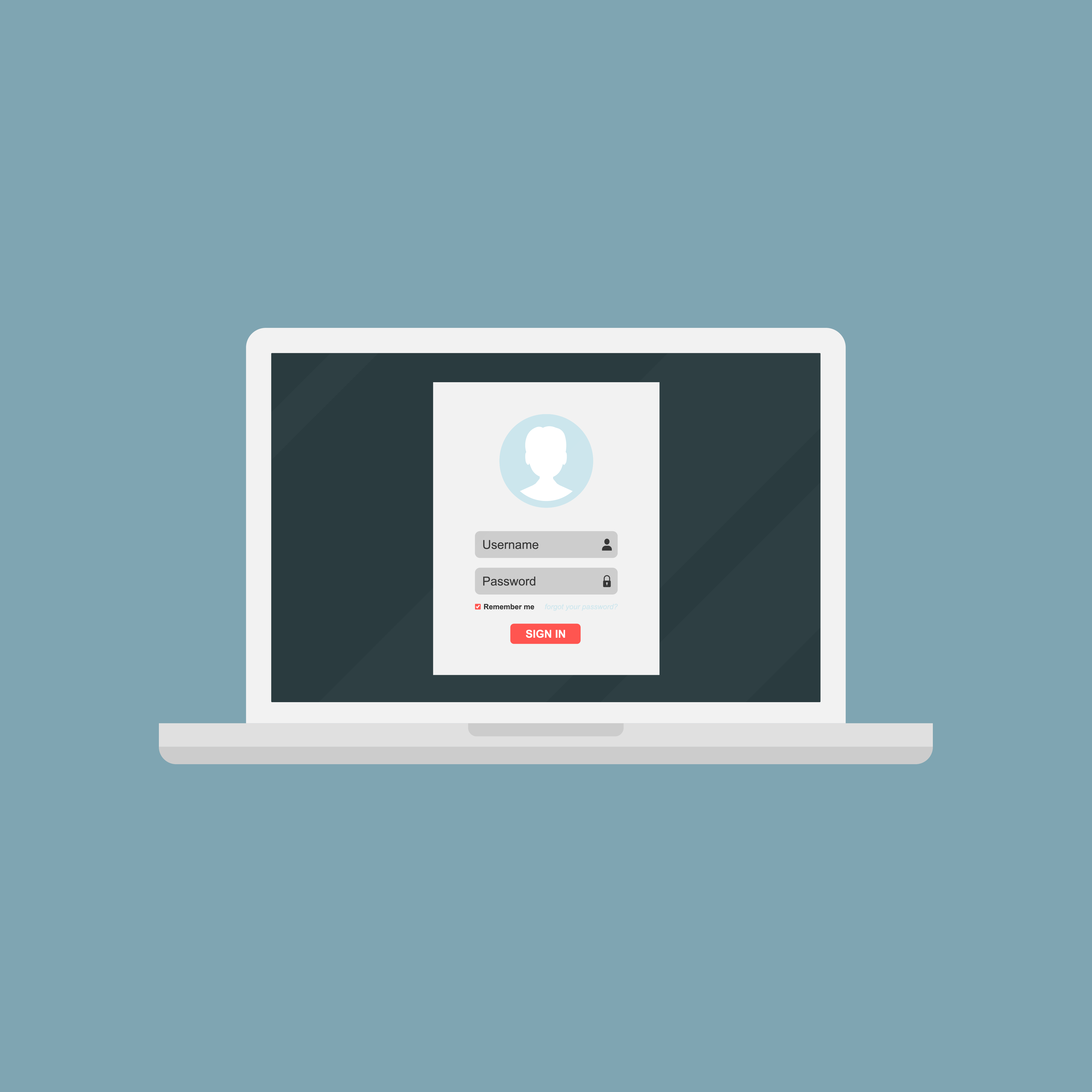 Grafik Login für Mieter am Laptop für die Hausverwaltung