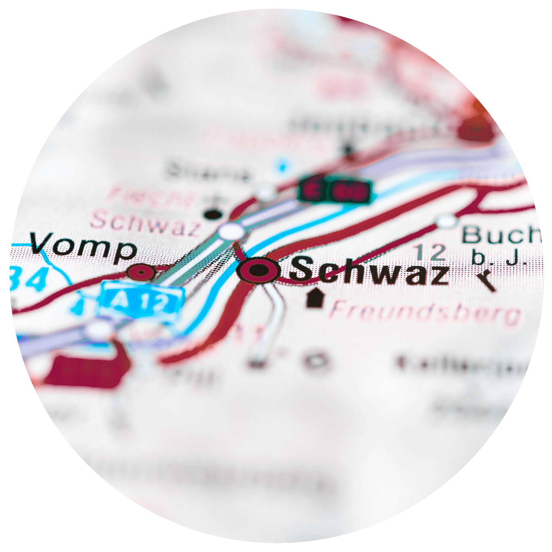 Schwaz auf der Landkarte im Fokus