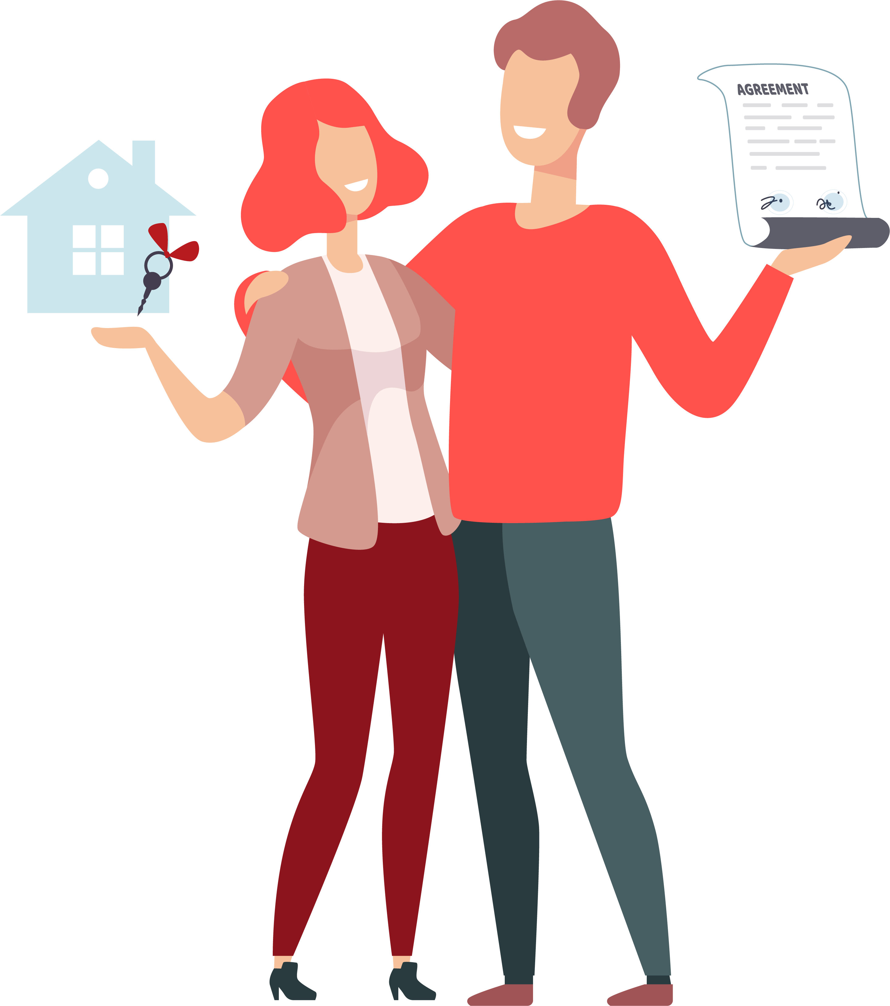 Paar hält Hausschlüssel und Vertrag in der Hand: Das Angebot im Vermittlungsablauf