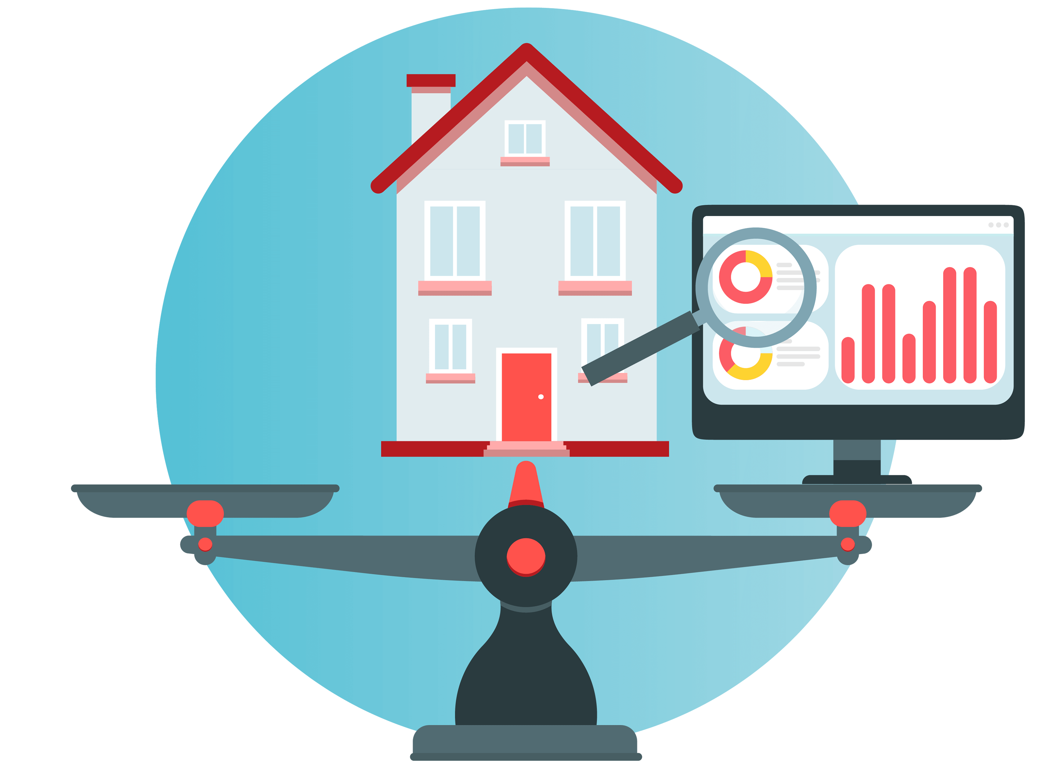 Grafische Darstellung der digitalen Wertermittlung eines Hauses