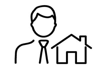 Icon mit einem Person und einem Haus