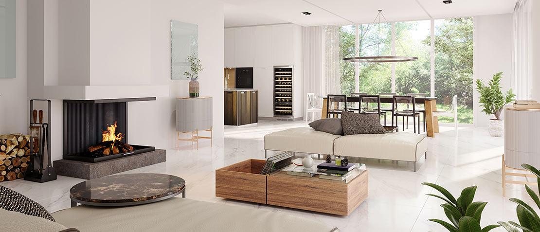 Modernes, helles Wohnzimmer.