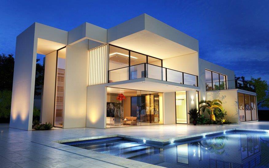 Eine moderne Architektenvilla mit Pool