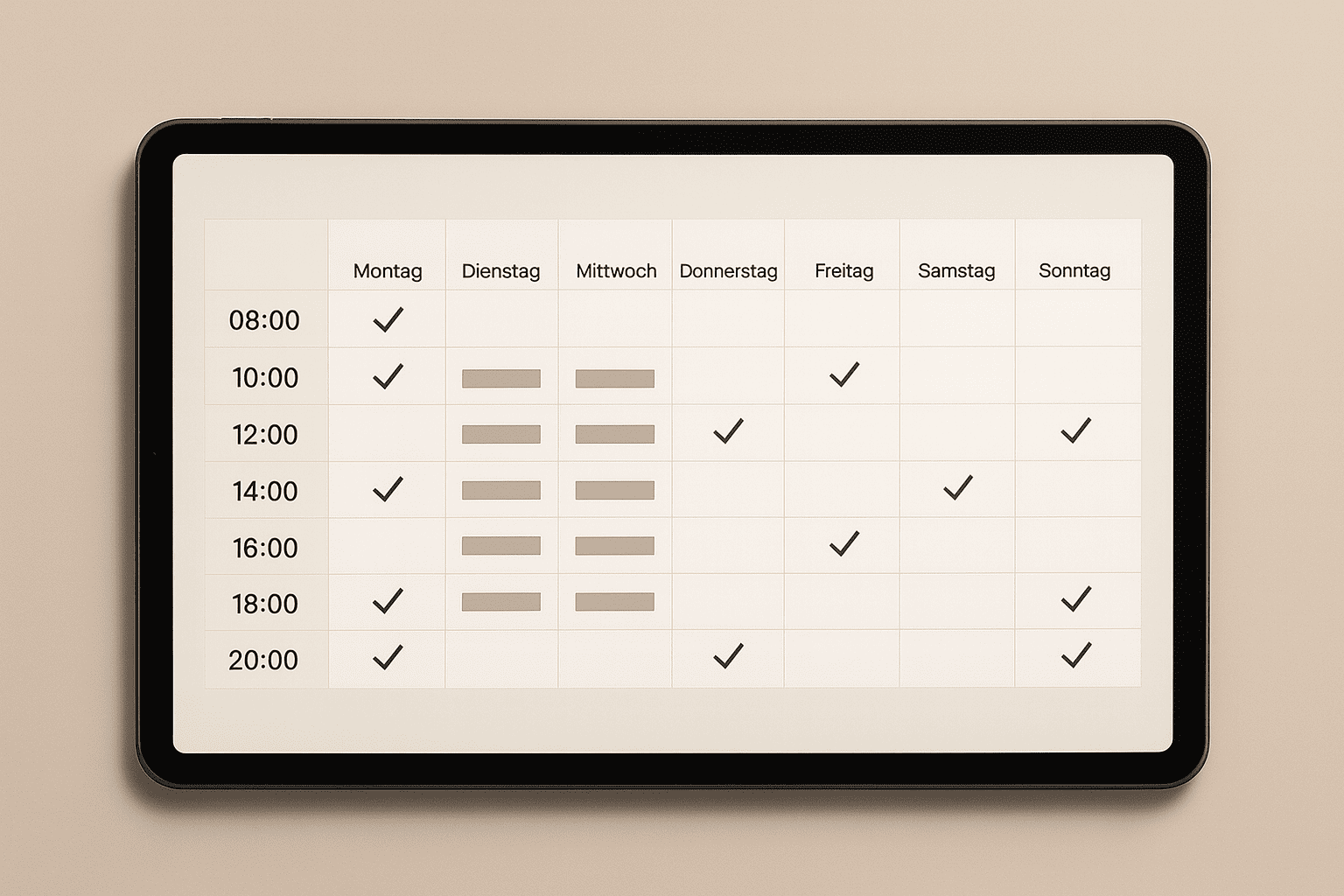 Tablet mit Wochenübersicht und Terminen – digitale Terminplanung für Immobilienbesichtigungen