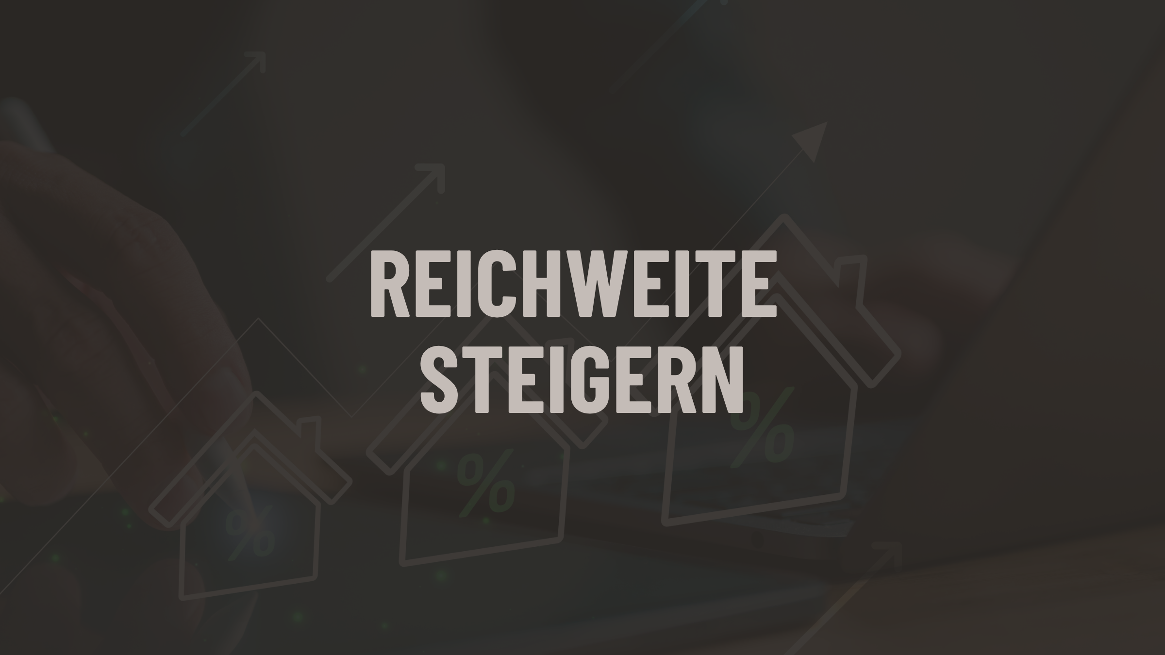 Reichweite steigern Immobilienverkauf – Grafik von Bocelli Immobilien AG mit Symbolen im Hintergrund.