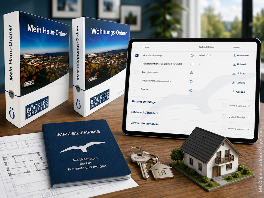 BÖCKLER Immobilienpass mit digitalem Dokumentenportal, Haus- und Wohnungsordnern sowie strukturierter Immobilienverwaltung für Eigentümer in Pforzheim und dem Enzkreis.