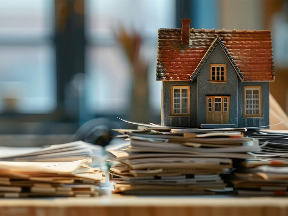 Hausmodell auf Unterlagen