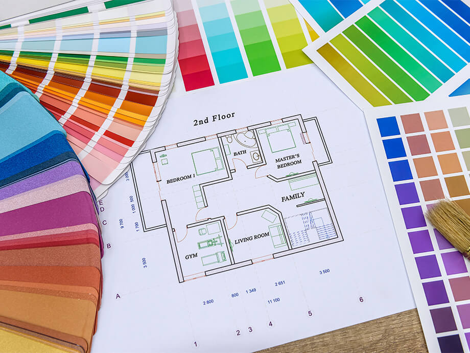 Grundriss mit Farbmustern