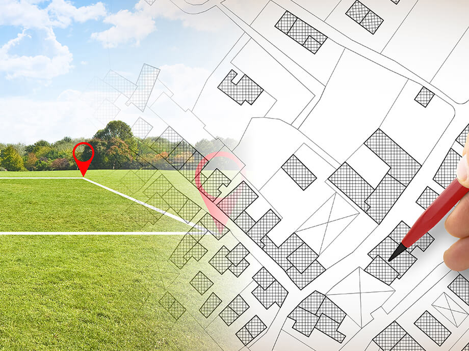 Grundstücksplan mit Pin