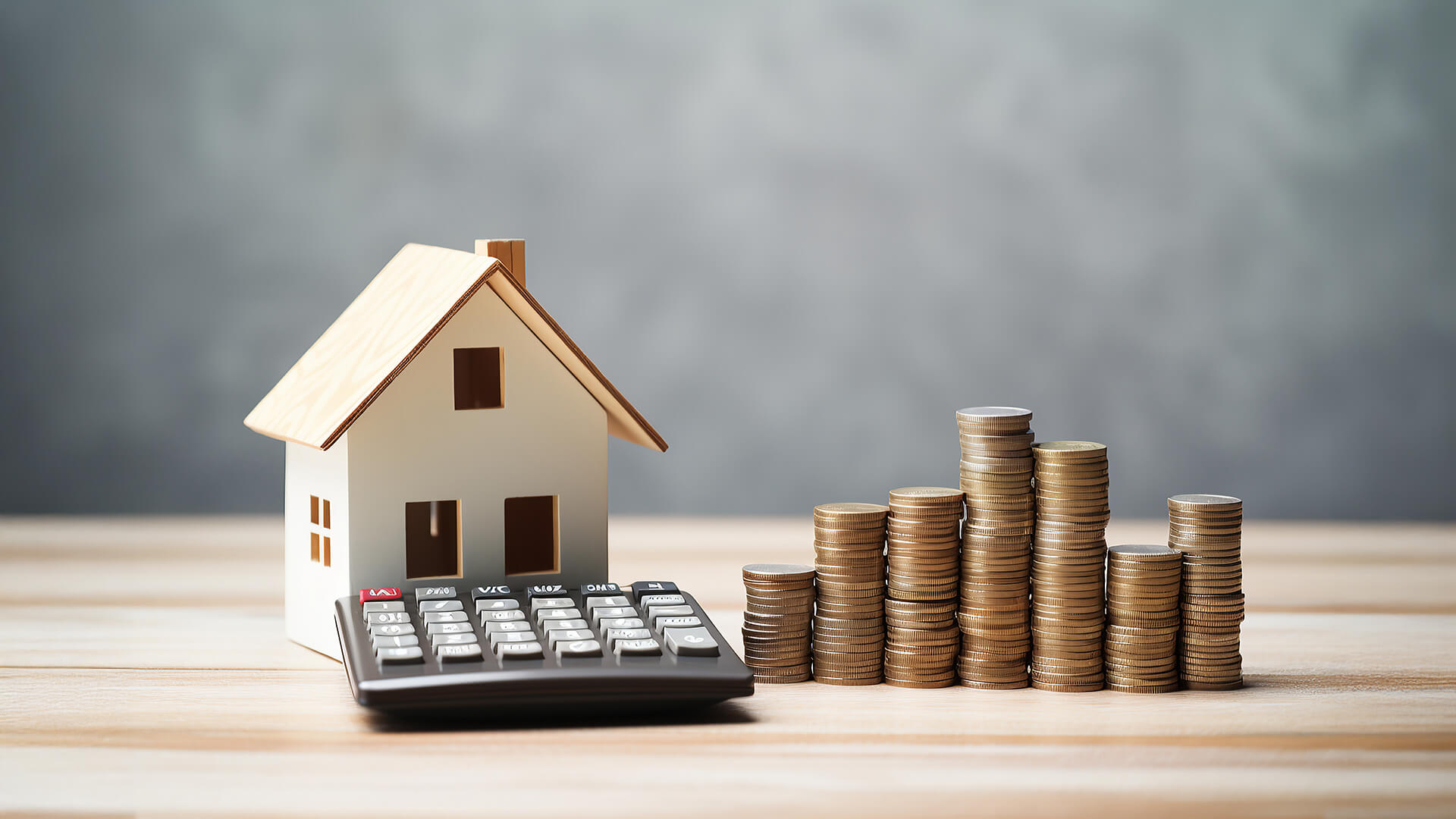 Münztürme, Taschenrechner und Modellhaus