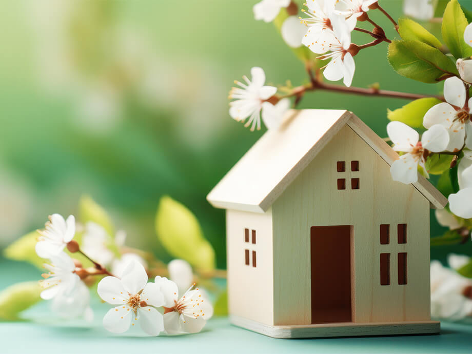 Modellhaus mit Blüten