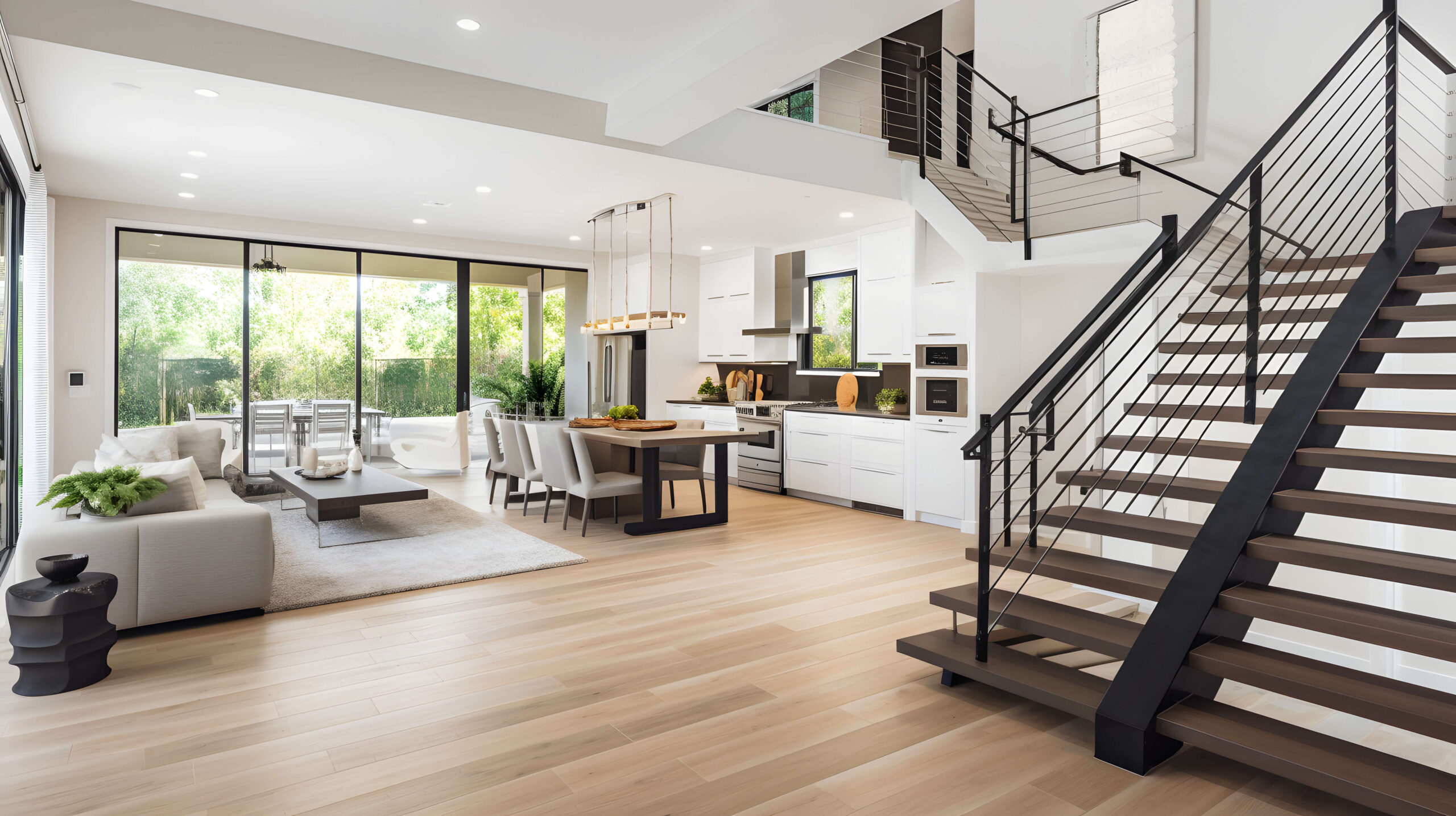 Moderne Loft Wohnung mit Wohnzimmer und Küche