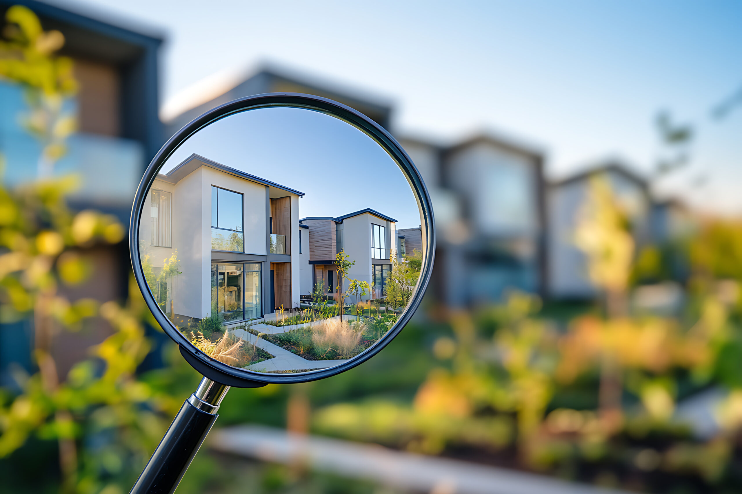 Lupe fokussiert modernes Haus