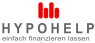 Vier rote Balken über grauem Text "HYPOHELP einfach finanzieren lassen".
