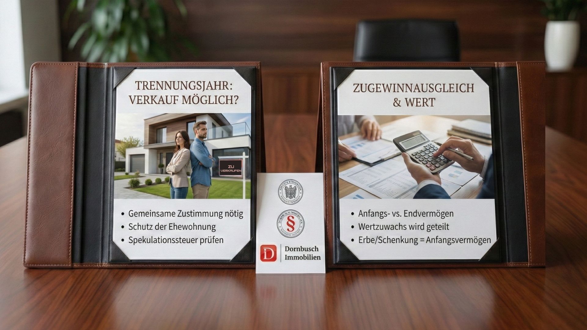 Hausverkauf bei Scheidung im Trennungsjahr und Zugewinnausgleich mit Immobilienbewertung und Vermögensaufteilung