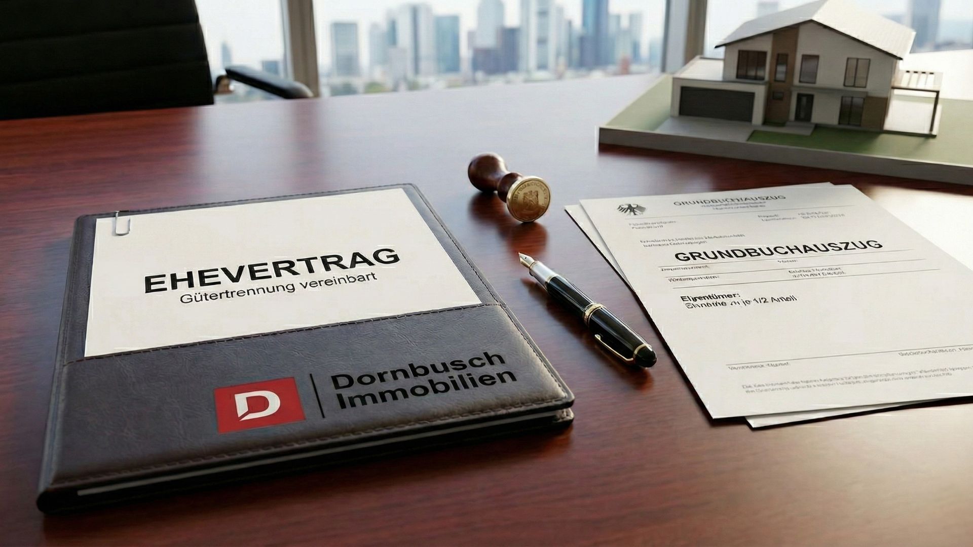 Hausverkauf bei Scheidung mit Ehevertrag, Grundbuchauszug und Immobilie zur Klärung der Eigentumsverhältnisse