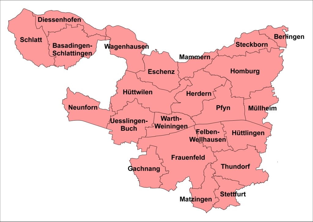 Karte von Kanton Thurgau