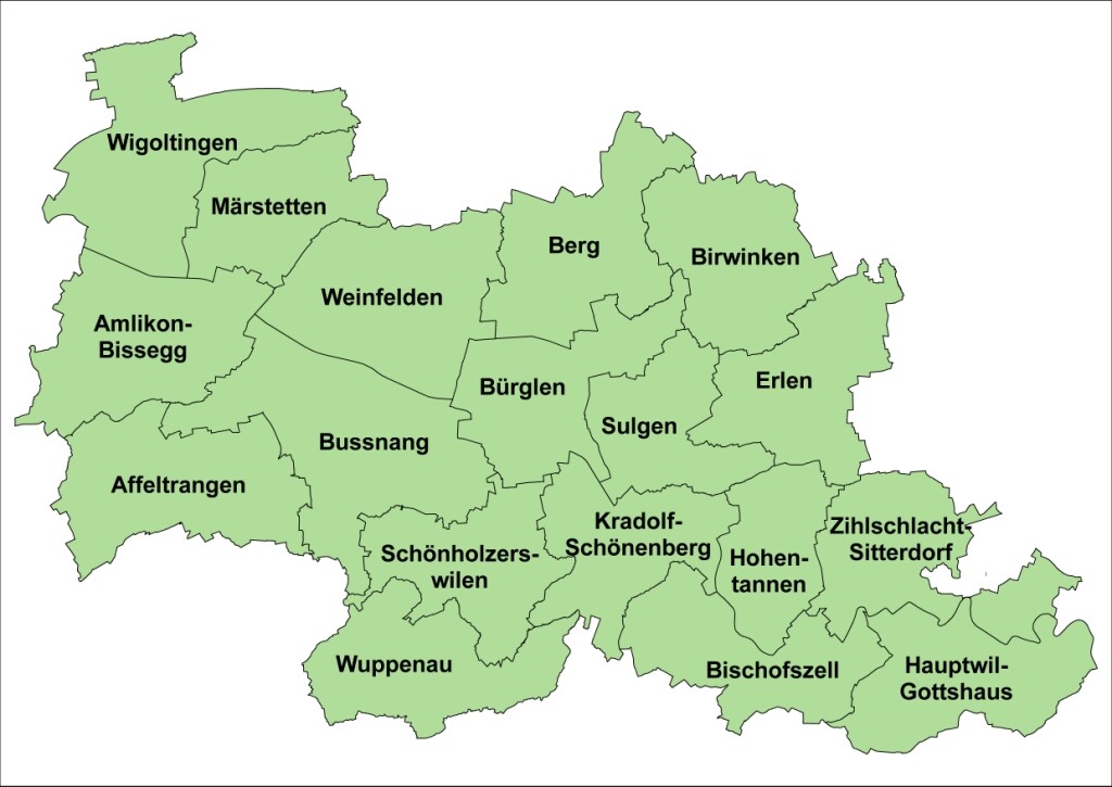 Karte von Kanton Thurgau