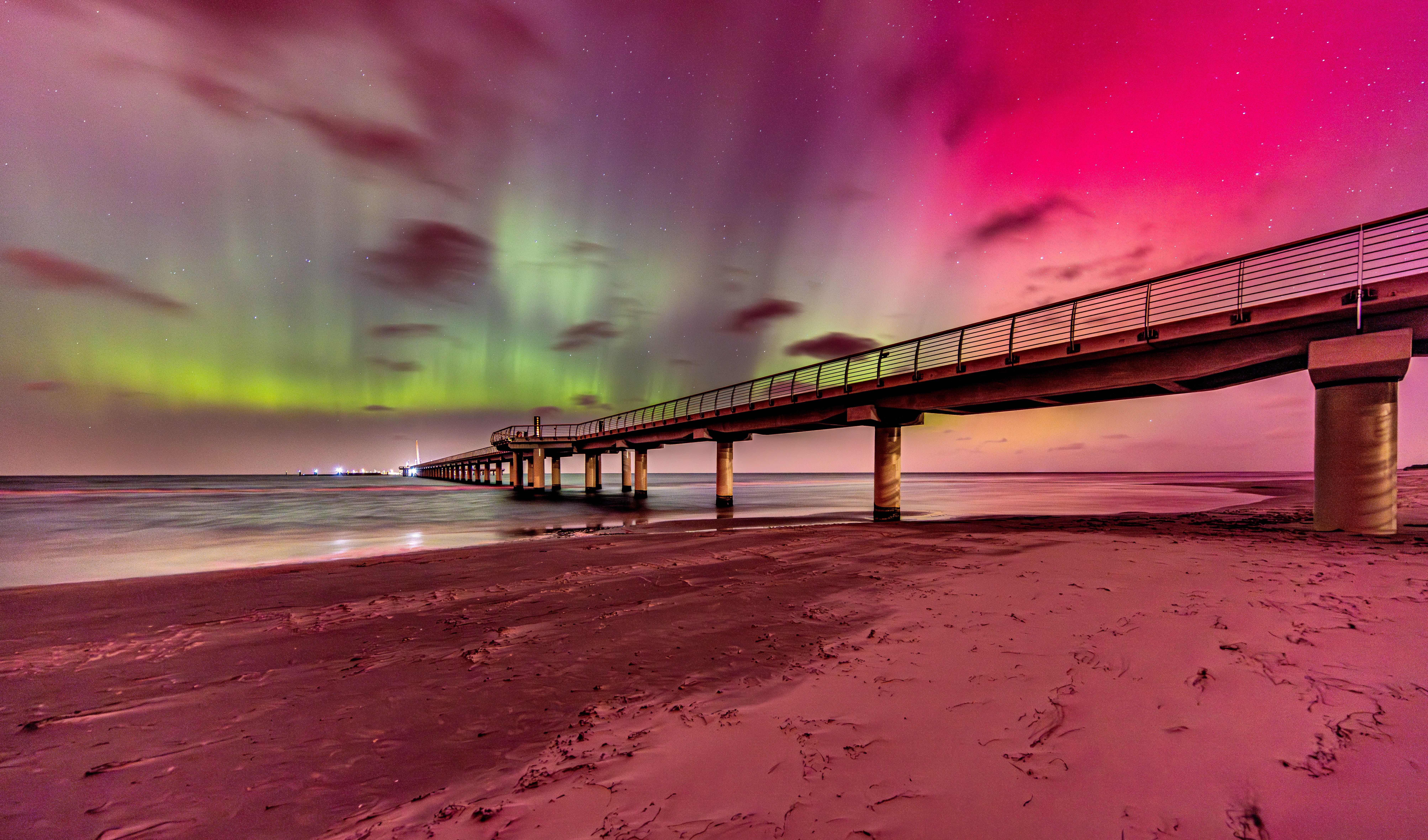 Seebrücke Prerow Polarlicht