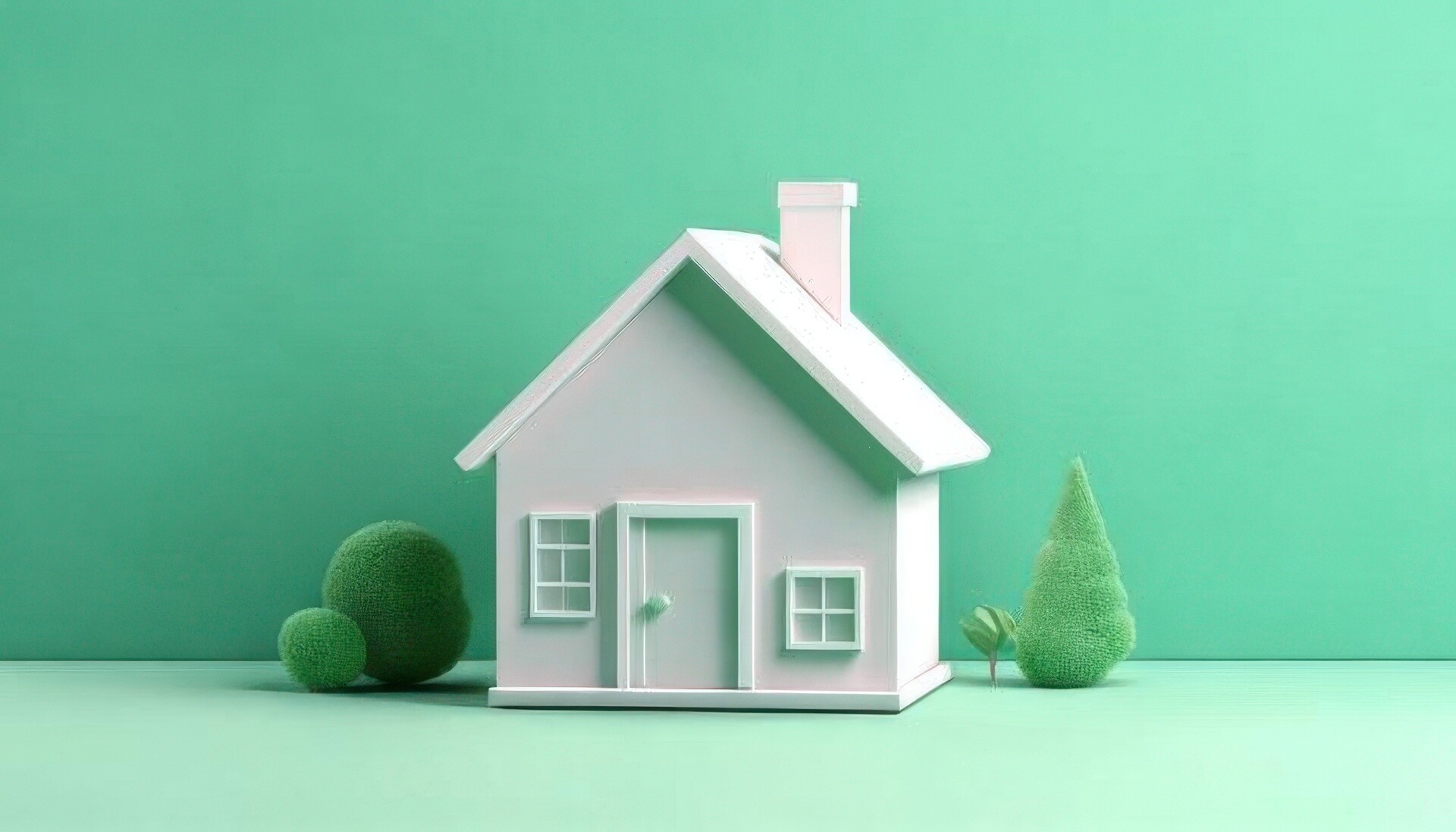 Hausmodell vor grünem Hintergrund
