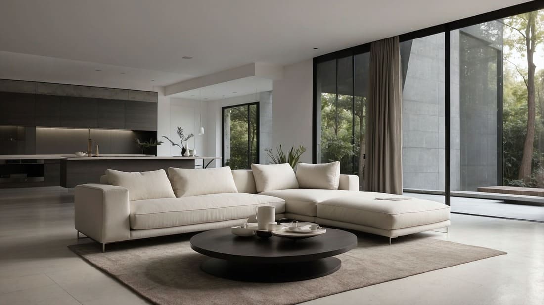 Ein helles Wohnzimmer in einem modernen Architektenhaus