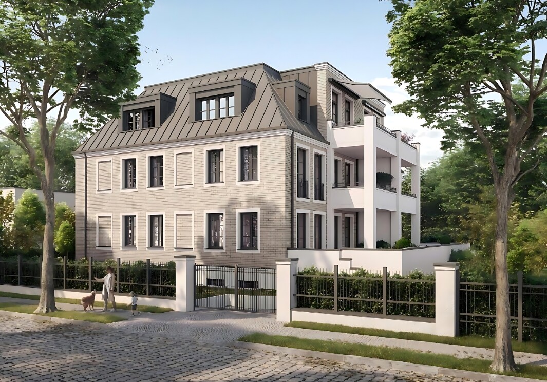 Visualisierung Außenansicht Neubaumehrfamilienvilla in Zehlendorf