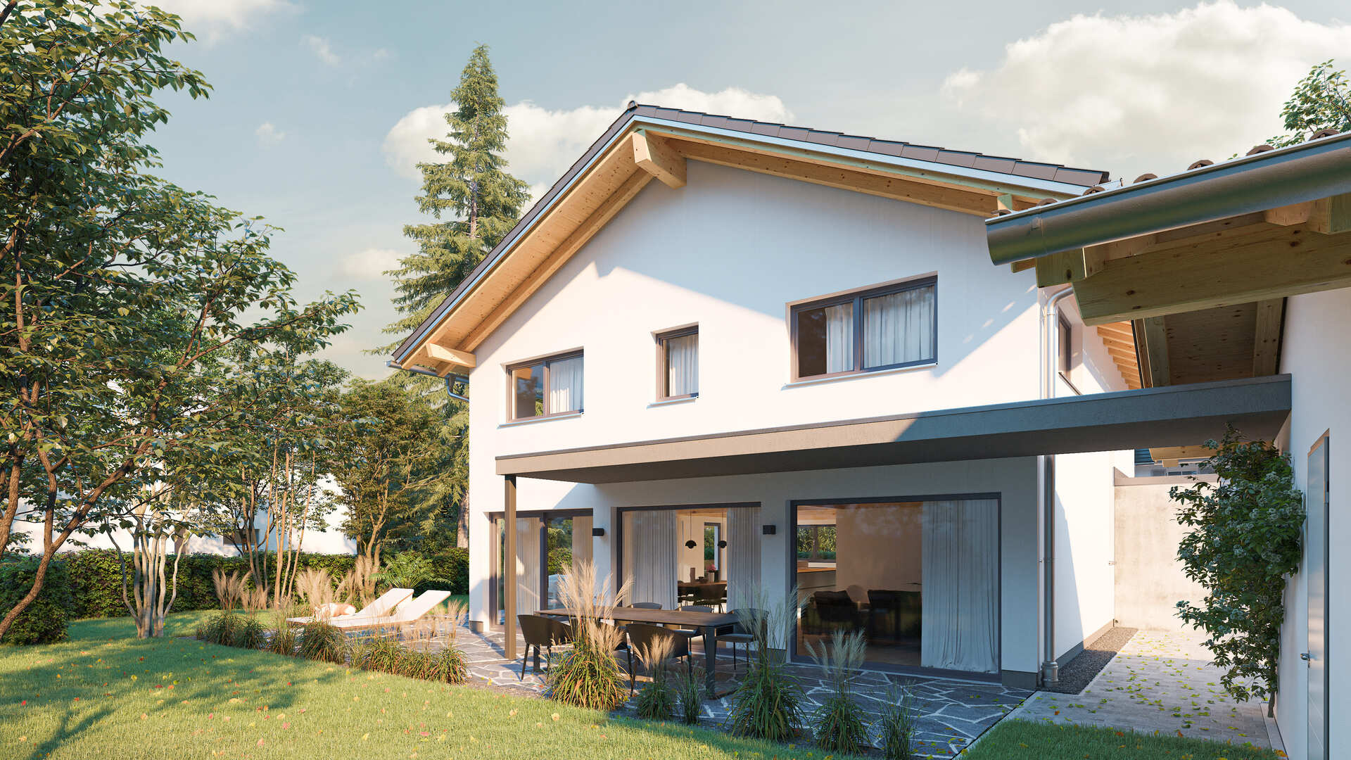 Ausblick auf ein Einfamilienhaus.