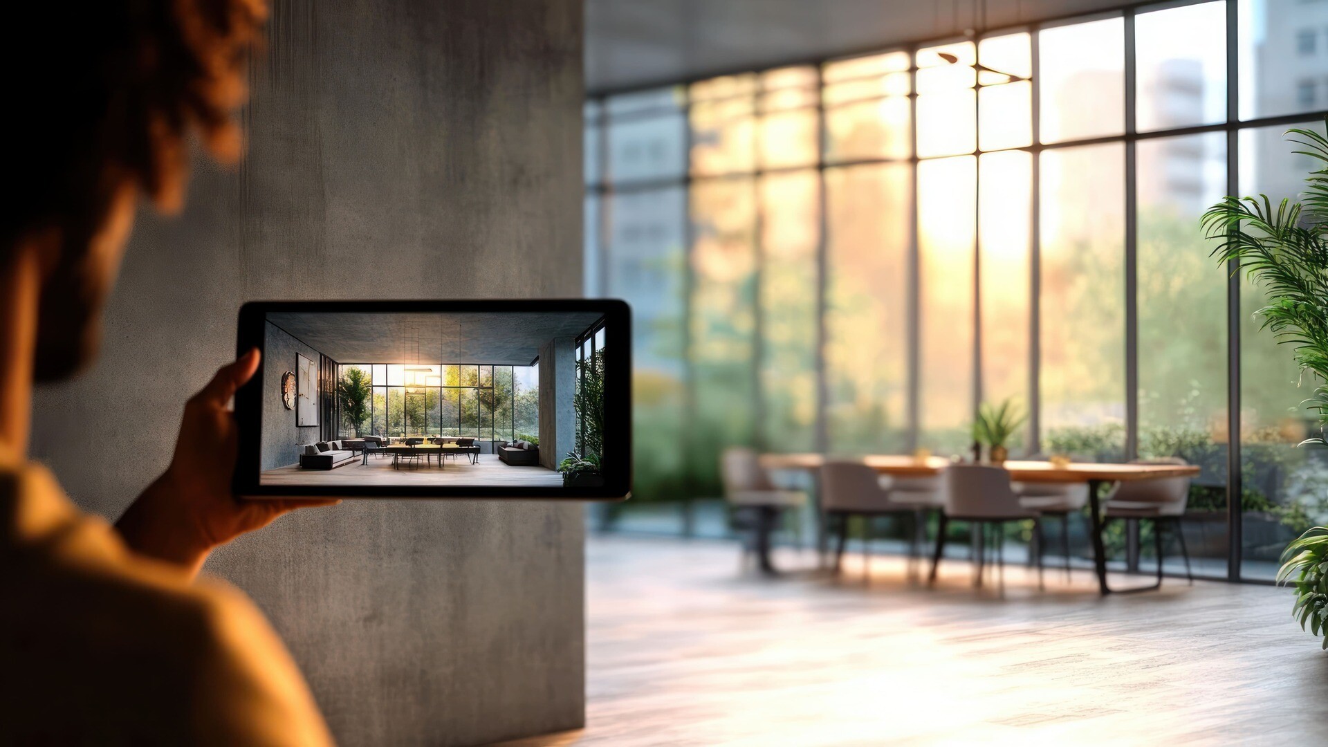 Moderner Wohnraum wird gefilmt