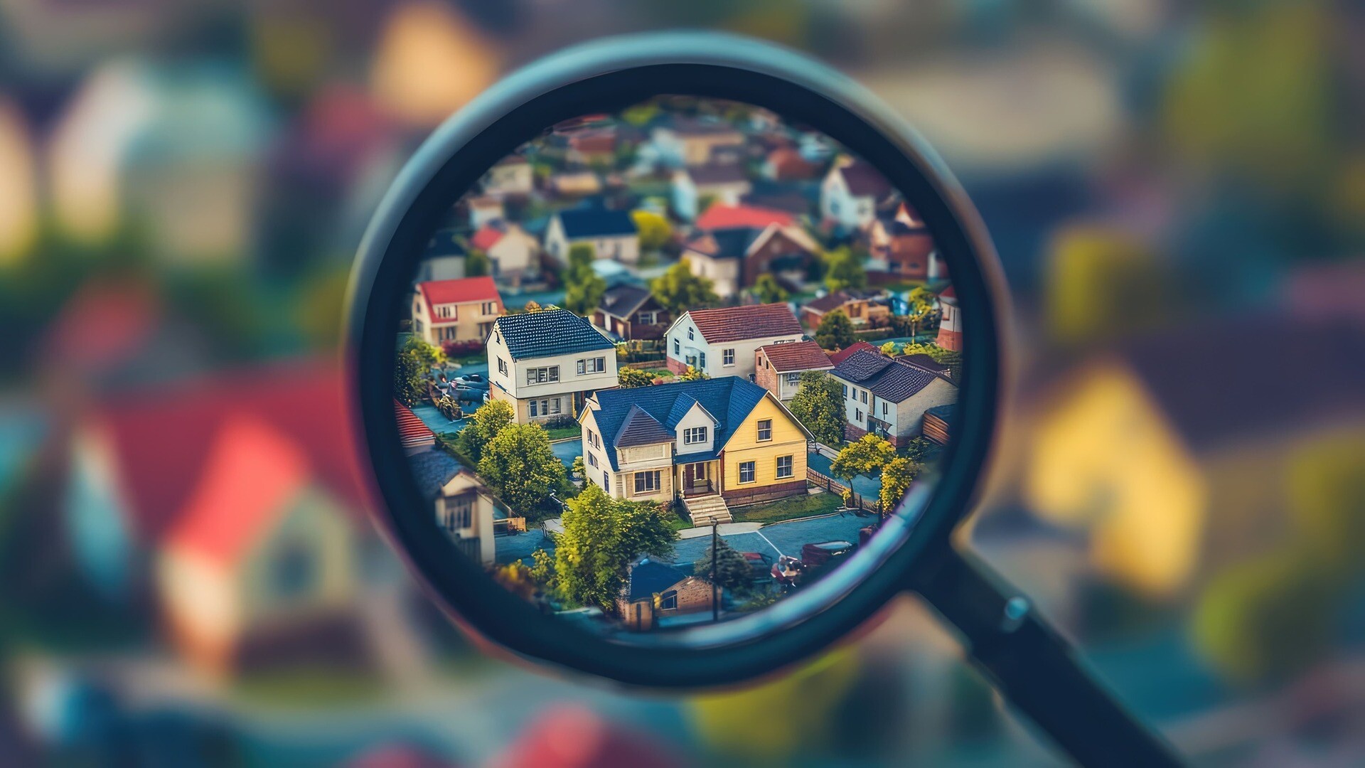 Lupe zeigt Wohngebiet