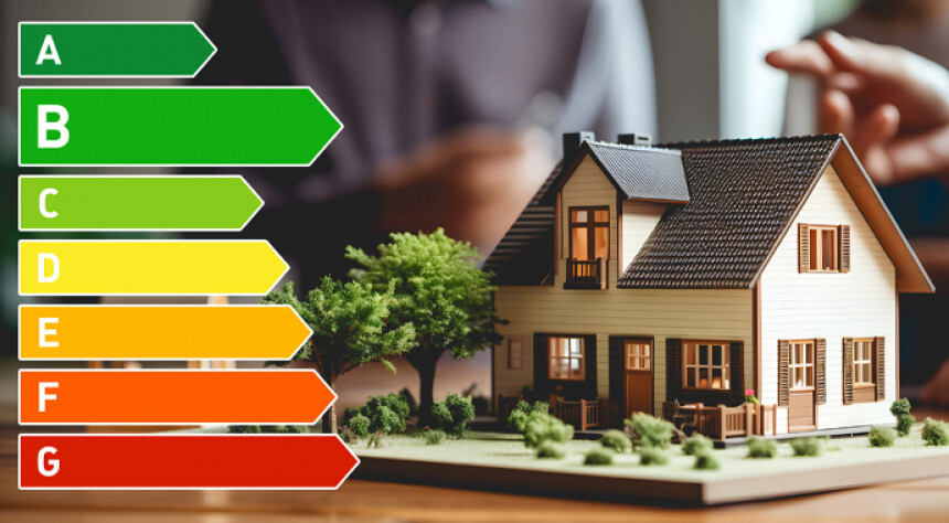 Energieskala neben Modellhaus