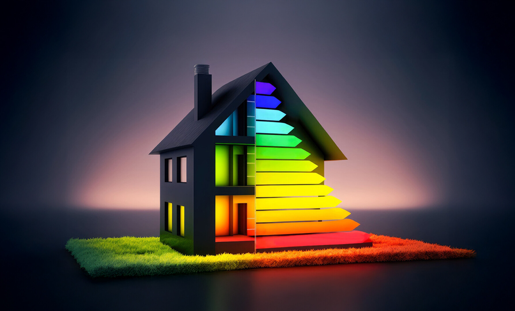 Haus mit digitaler Energieskala