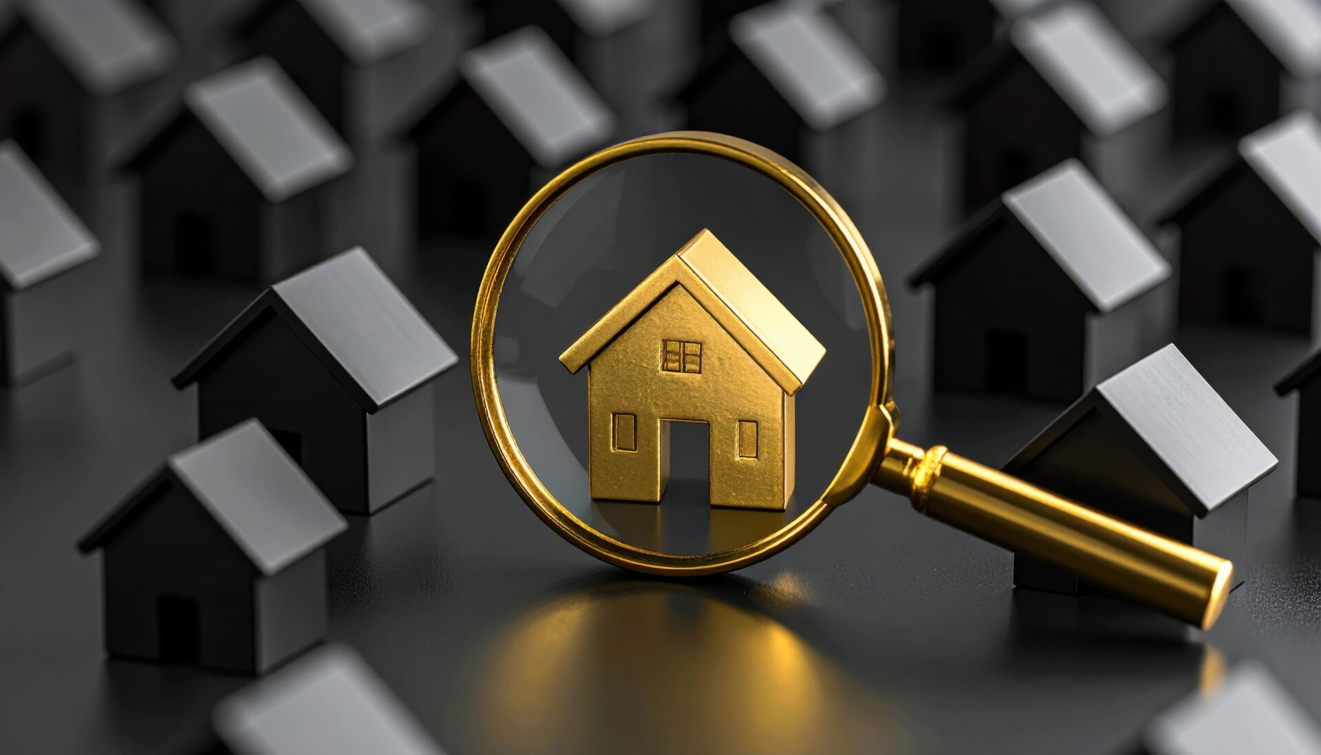 Lupe und goldenes Modellhaus