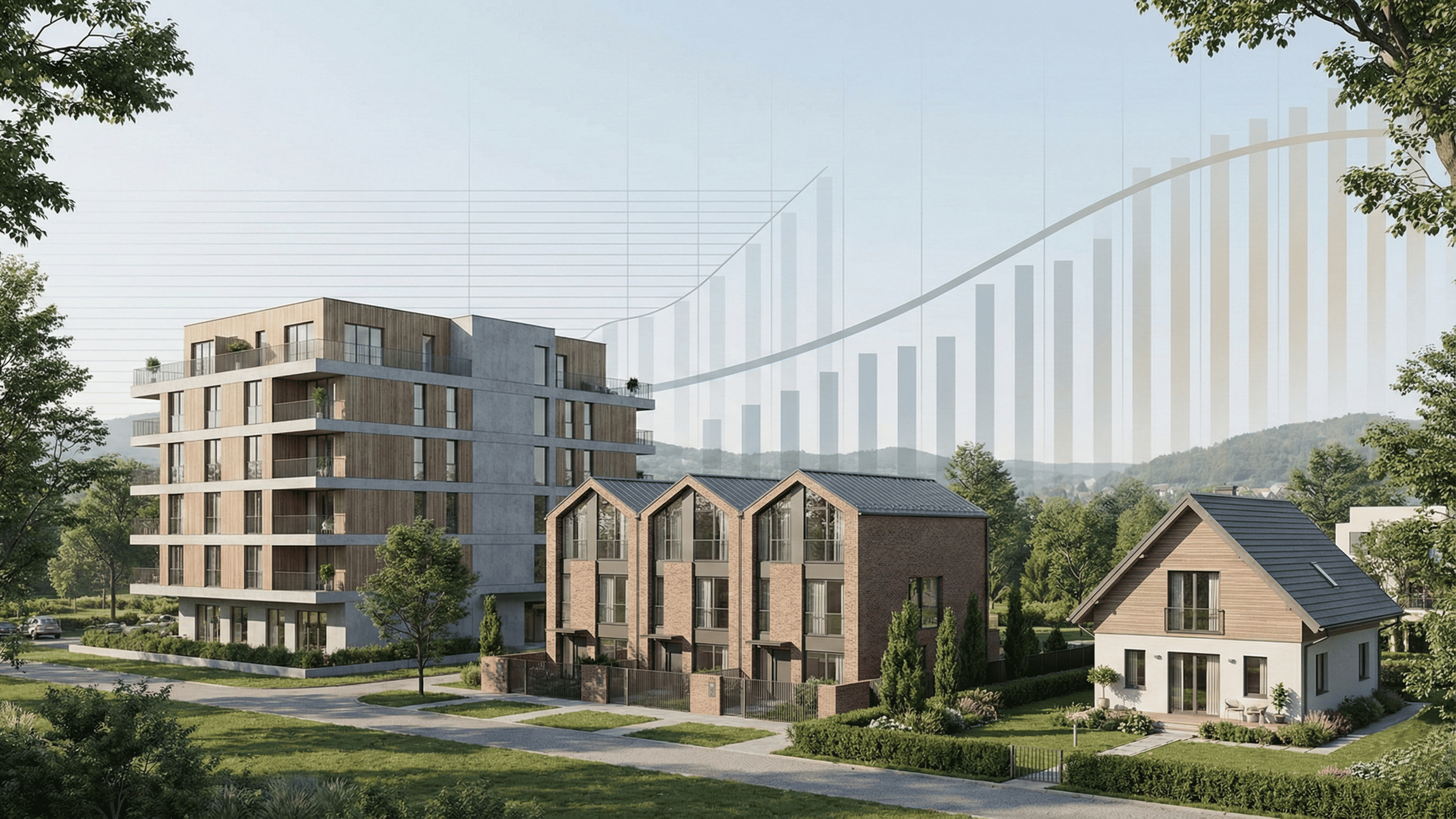 Verschiedene Häuserarten mit Graphen