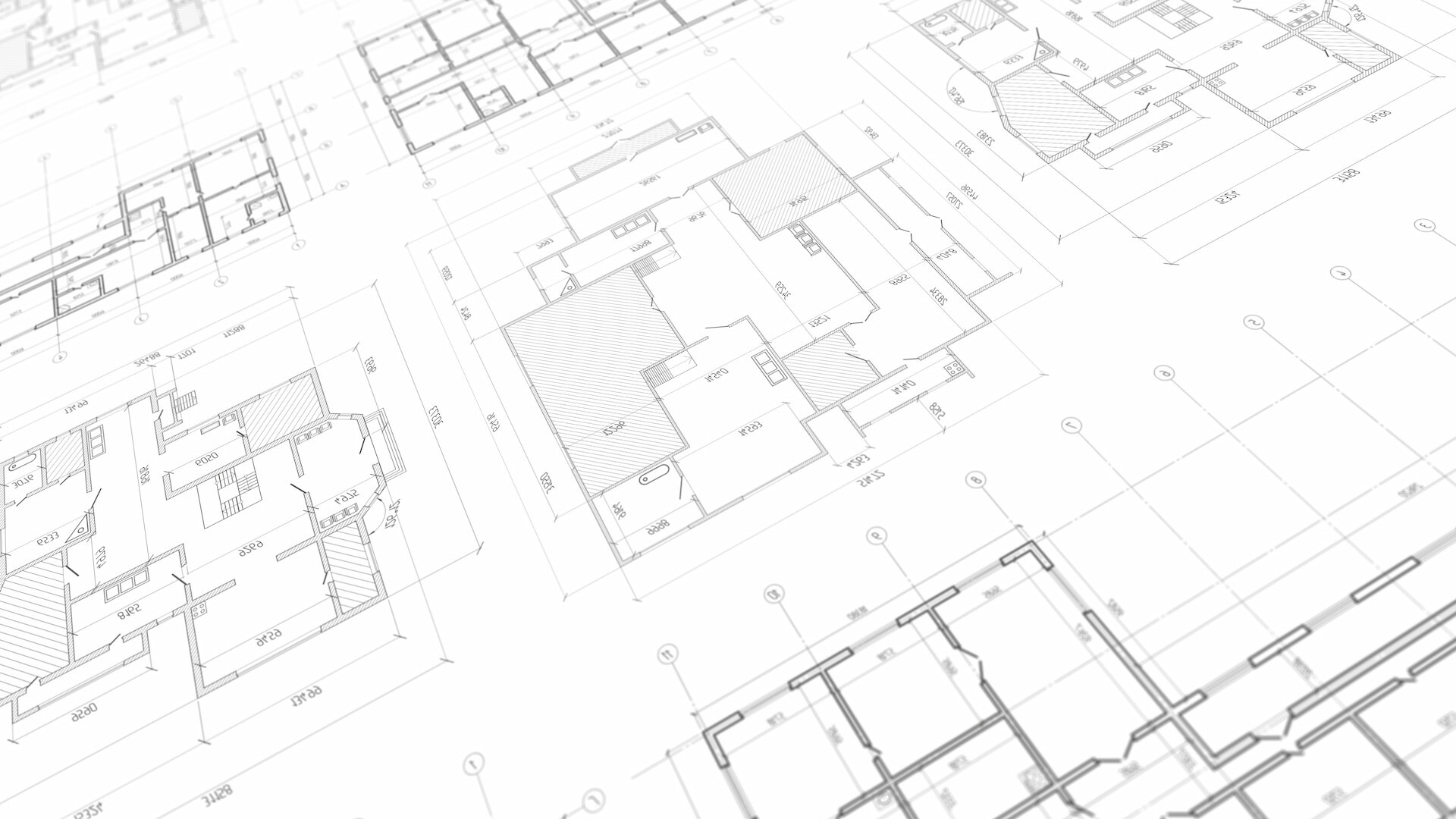 Architektonische Grundrisse mit Maßen und Beschriftungen auf Weiß