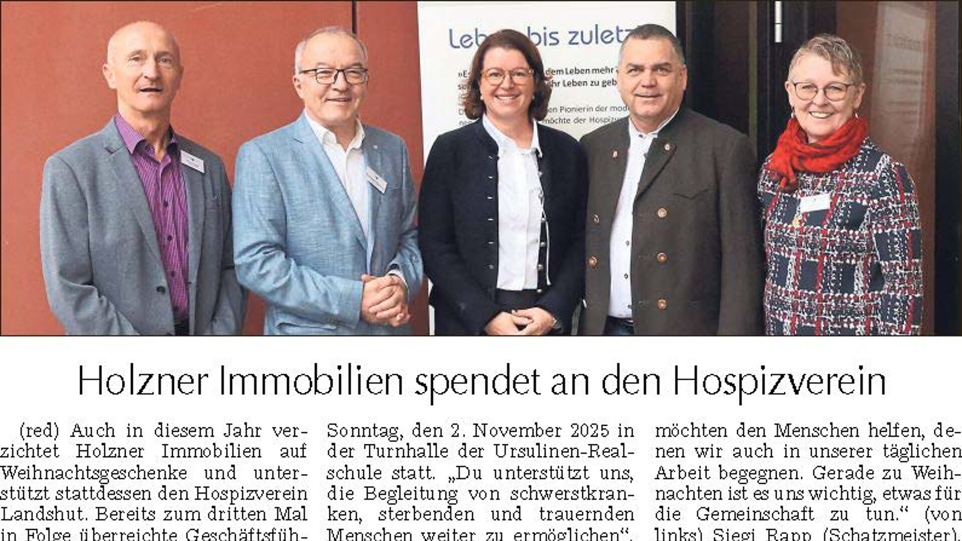 Zeitungsartikel Spende an Hospizverein